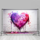 Aperturee - Purple Pink Cracked Heart Valentines Day Backdrop